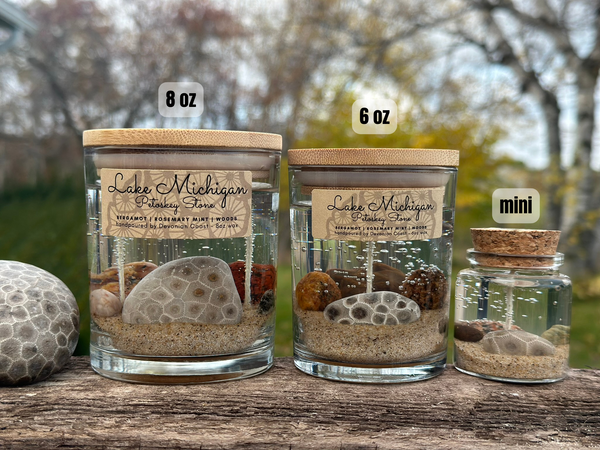 Lake Michigan Petoskey Stone Gel Candle All Sizes