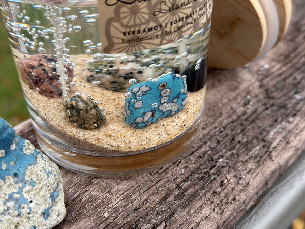 Lake Michigan Leland Blue Gel Candle Side