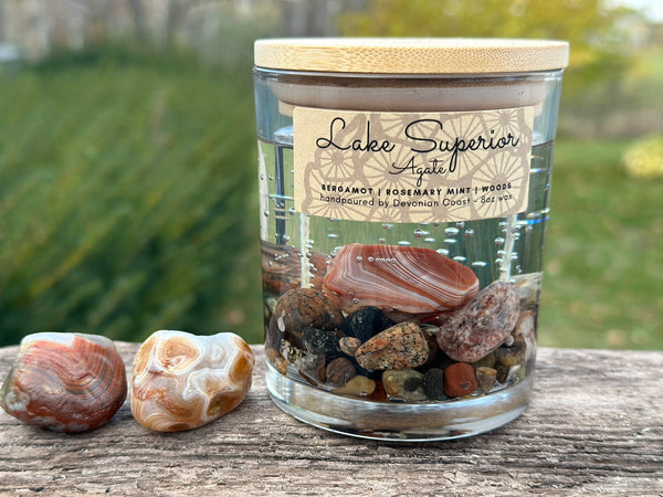 Lake Superior Agate Gel Candle Lid On