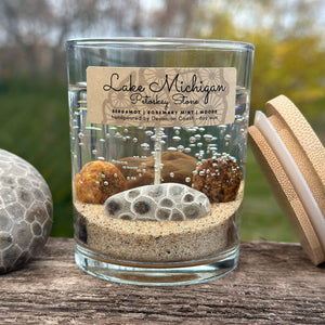 Petoskey stone gel candle front