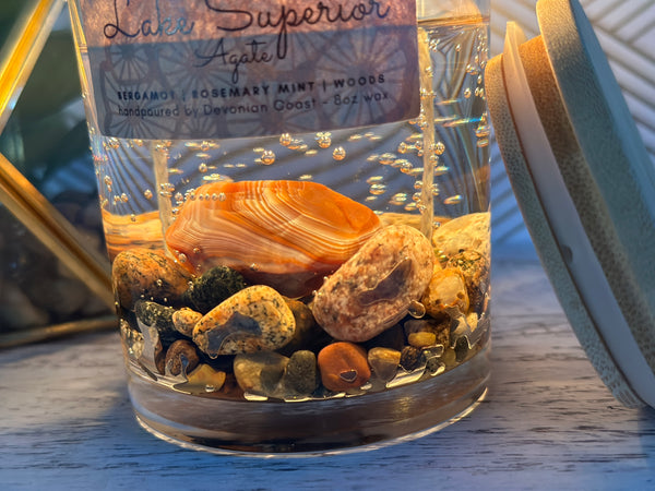 Double Wick Lake Superior Agate Gel Candle