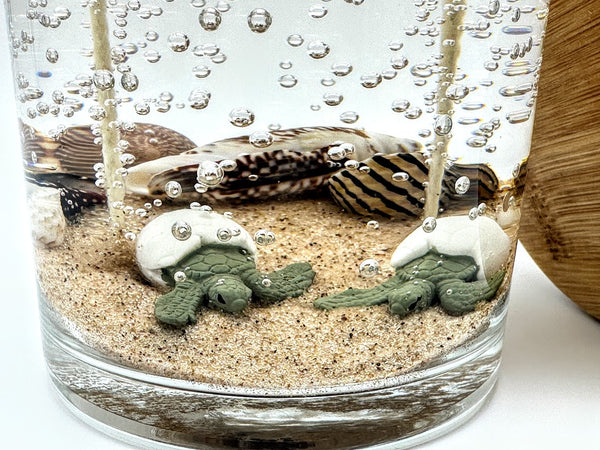 Double Wick Sea Turtle Hatchlings Ocean Beach Clear Gel Candle