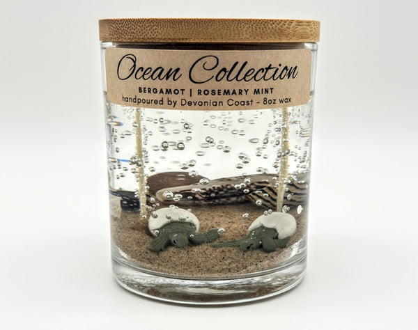 Double Wick Sea Turtle Hatchlings Ocean Beach Clear Gel Candle