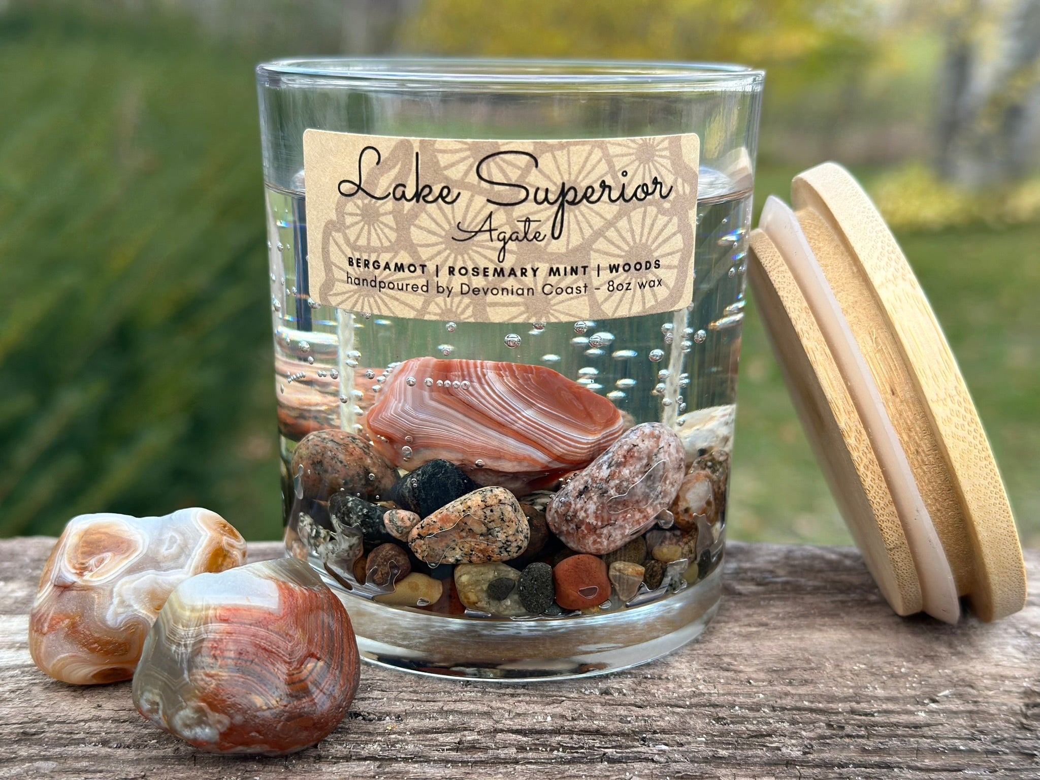 Double Wick Lake Superior Agate Gel Candle