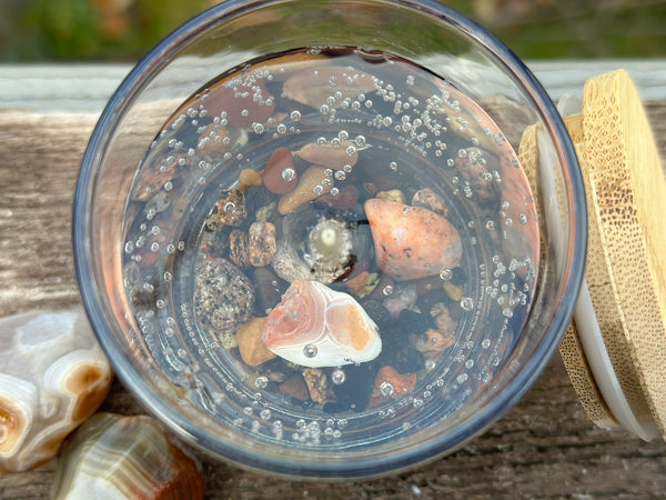 Lake Superior Agate Gel Candle Top