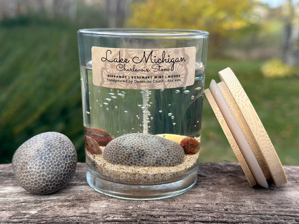 Lake Michigan Charlevoix Stone Gel Candle Front