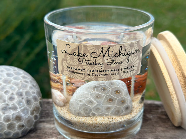 Lake Michigan Petoskey Stone Gel Candle Label