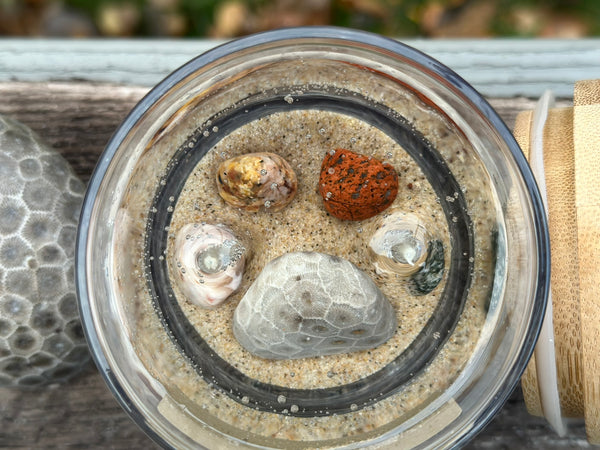 Lake Michigan Petoskey Stone Gel Candle Top