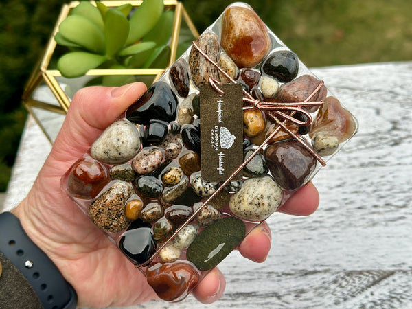 Lake Superior Agate Soap Dish Hand