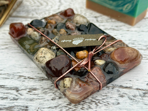 Lake Superior Agate Soap Dish Angle