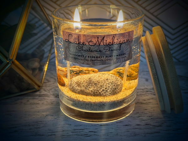 Charlevoix Stone Beach Gel Candle Front Burn