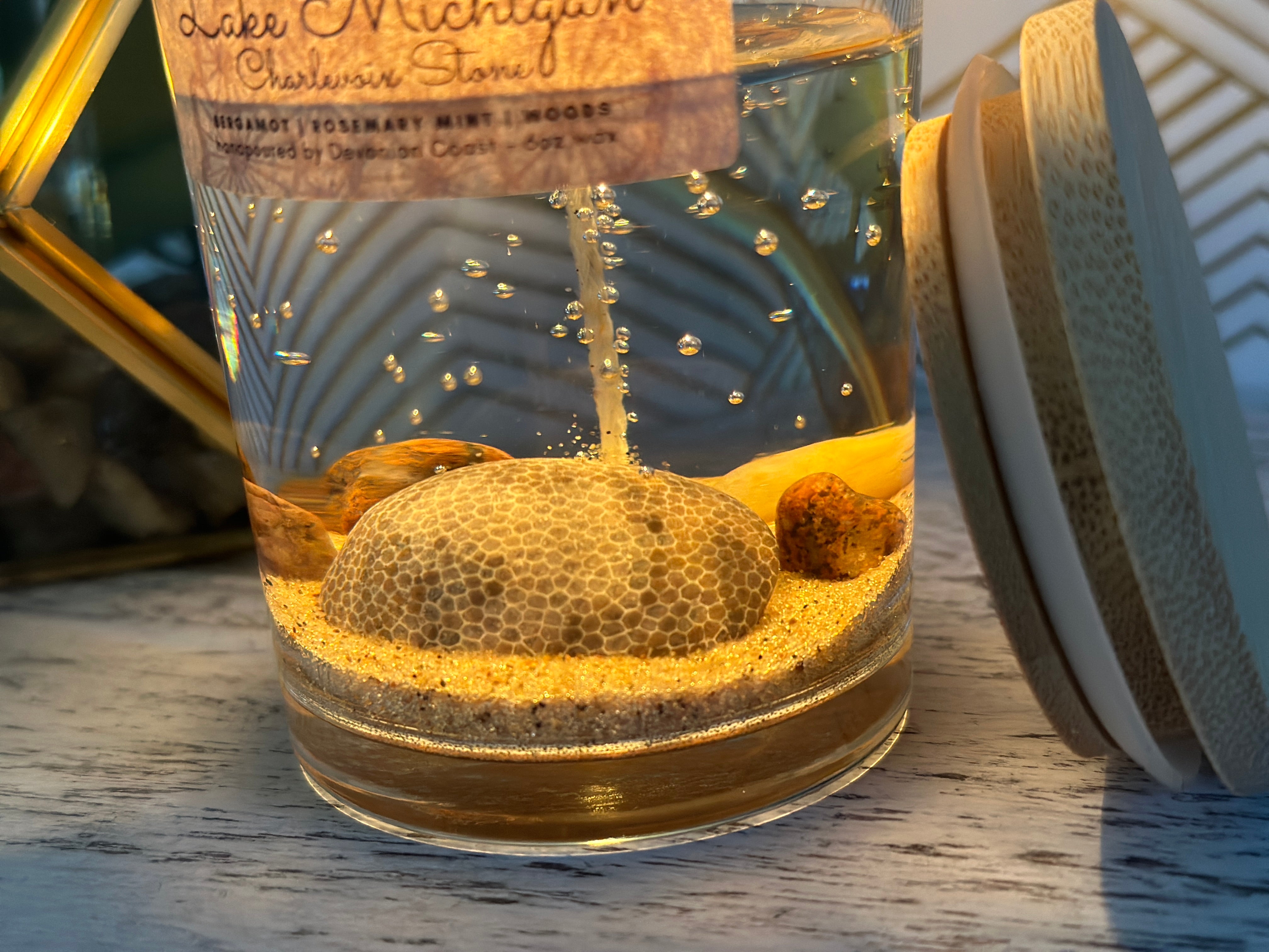 Double Wick Petoskey Stone Beach Gel Candle