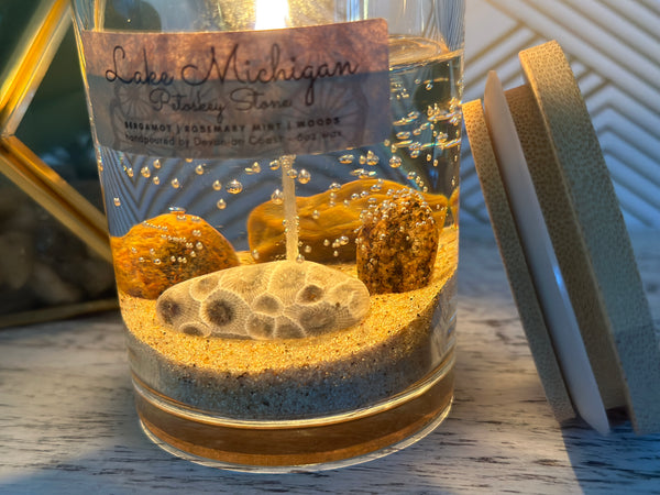 Petoskey stone gel candle Close burn