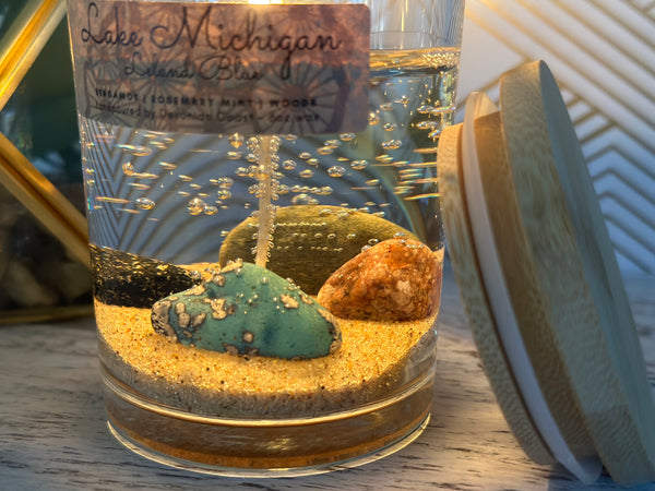 Lake Michigan Leland Blue Gel Candle Close Burn