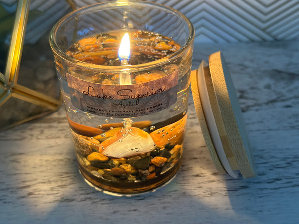 Lake Superior Agate Gel Candle Angle Burn