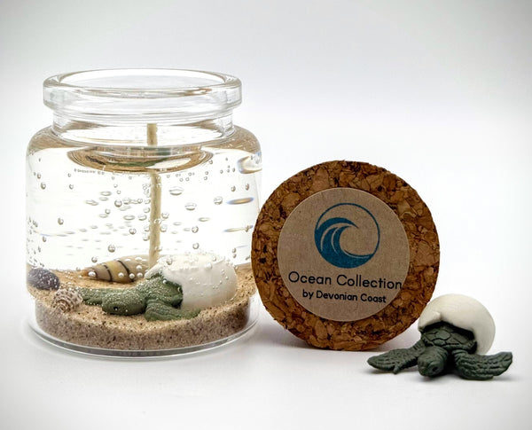 MINI Sea Turtle Hatchling Ocean Beach Clear Gel Candle