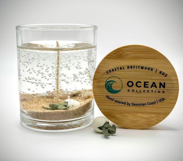 Sea Turtle Hatchlings Ocean Beach Clear Gel Candle