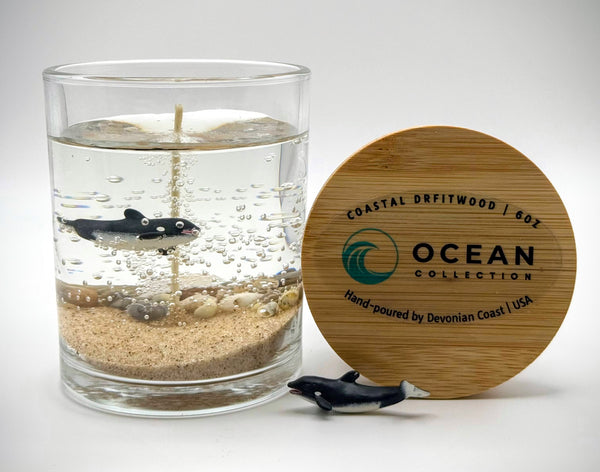 Orca Killer Whale Ocean Beach Clear Gel Candle