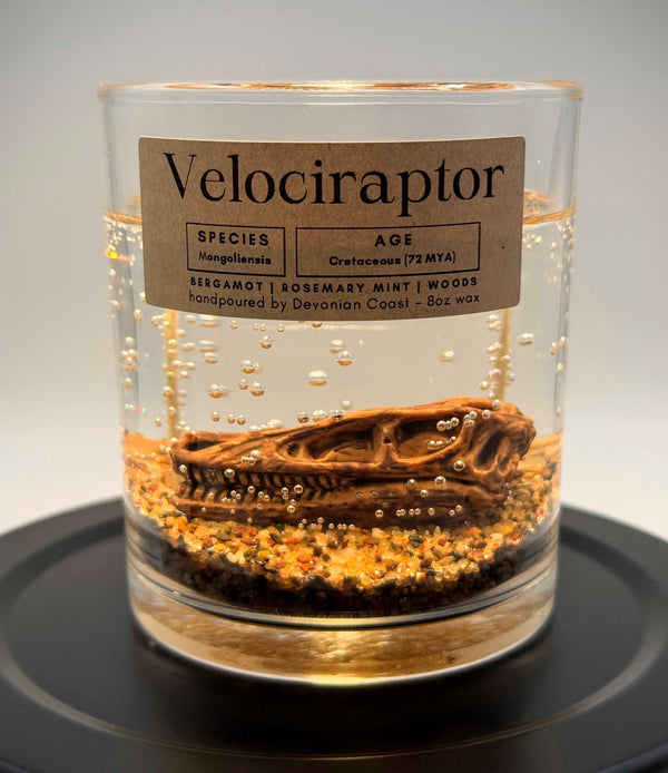 Velociraptor Dinosaur Clear Gel Candle