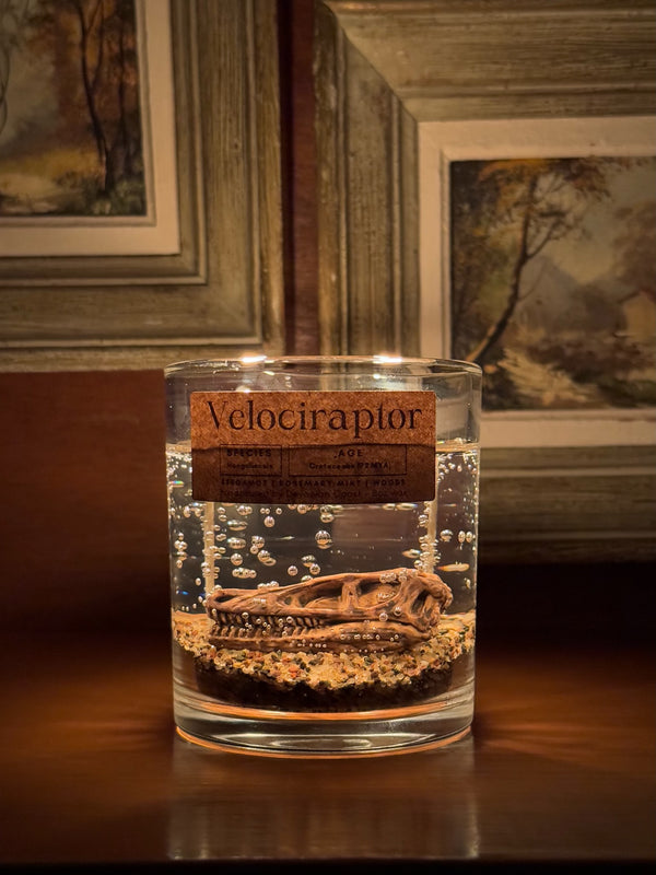 Velociraptor Dinosaur Clear Gel Candle