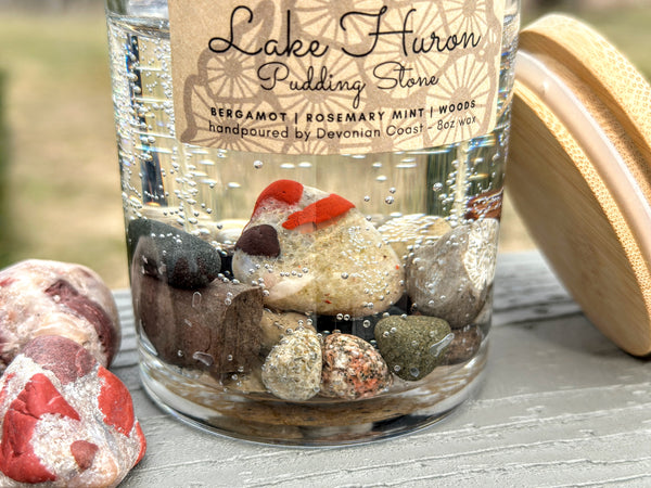 Lake Huron Pudding Stone Gel Candle Front Close