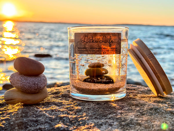 Lake Life Stone Cairn Gel Candle | "The Perfect Lake Lover's Gift!"