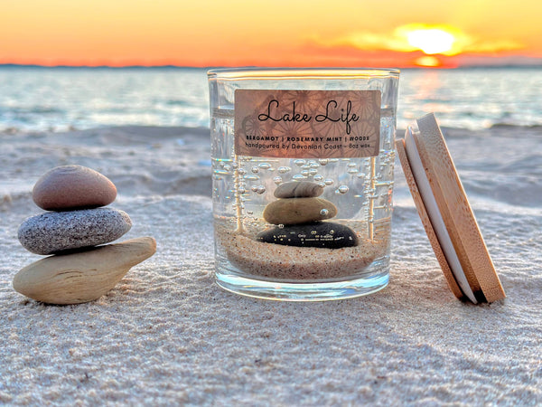 Lake Life Stone Cairn Gel Candle | "The Perfect Lake Lover's Gift!"