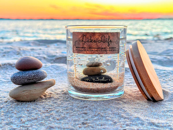 Double Wick Lake Life Stone Cairn Gel Candle | "The Perfect Lake Lover's Gift!"