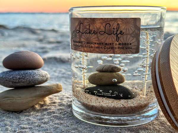 Double Wick Lake Life Stone Cairn Gel Candle | "The Perfect Lake Lover's Gift!"