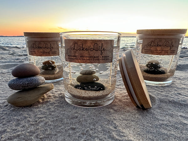 Double Wick Lake Life Stone Cairn Gel Candle | "The Perfect Lake Lover's Gift!"