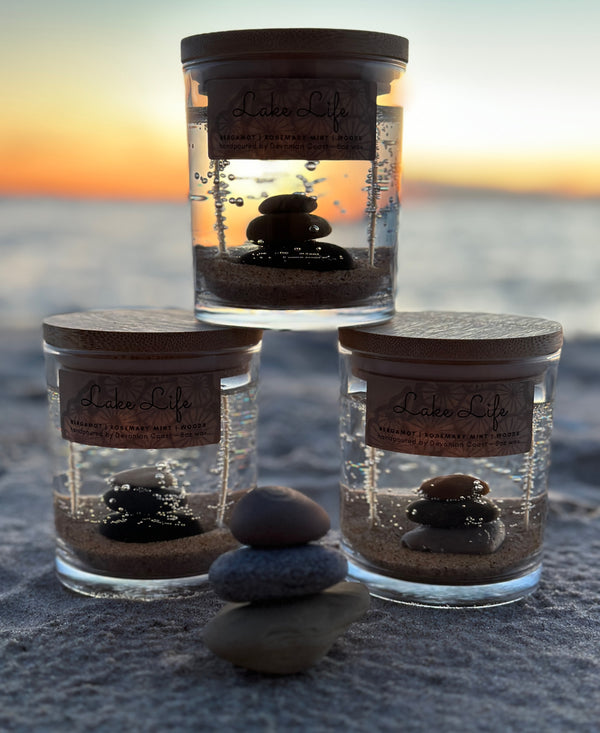 Double Wick Lake Life Stone Cairn Gel Candle | "The Perfect Lake Lover's Gift!"