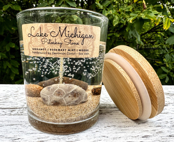 lake michigan gift box petoskey stone gel candle