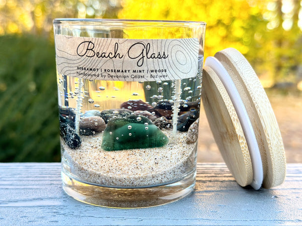 Double Wick Beach Glass Gel Candle