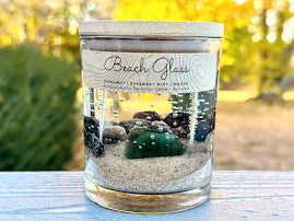 Double Wick Beach Glass Gel Candle