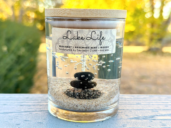 1-Wick Lake Life Stone Cairn Gel Candle | "The Perfect Lake Lover's Gift!"