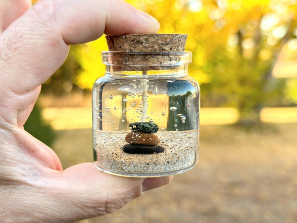 Mini Lake Life Stone Cairn Gel Candle