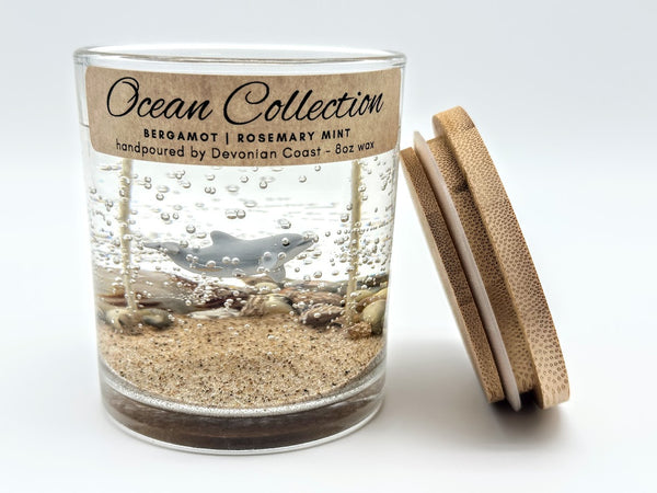 Double Wick Dolphin Ocean Beach Clear Gel Candle