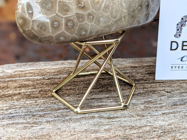 Hexagonal Display Stand for Petoskey Stones | Rock Stand | Mineral Fossil Specimen Geode Stand | Sphere Display