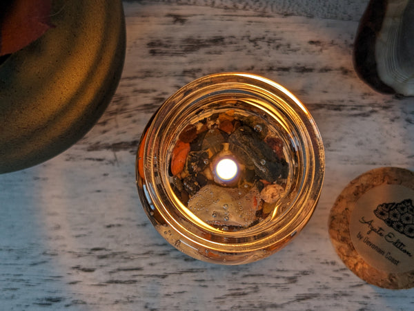 Lake Superior Agate Candle Small, Top Lit