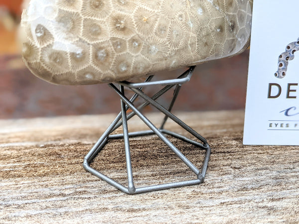 Hexagonal Display Stand for Petoskey Stones | Rock Stand | Mineral Fossil Specimen Geode Stand | Sphere Display